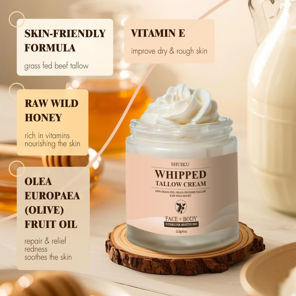SHUIKU Beef Tallow with Honey Balm – Ultra-Nourishing Skin Moisturizer