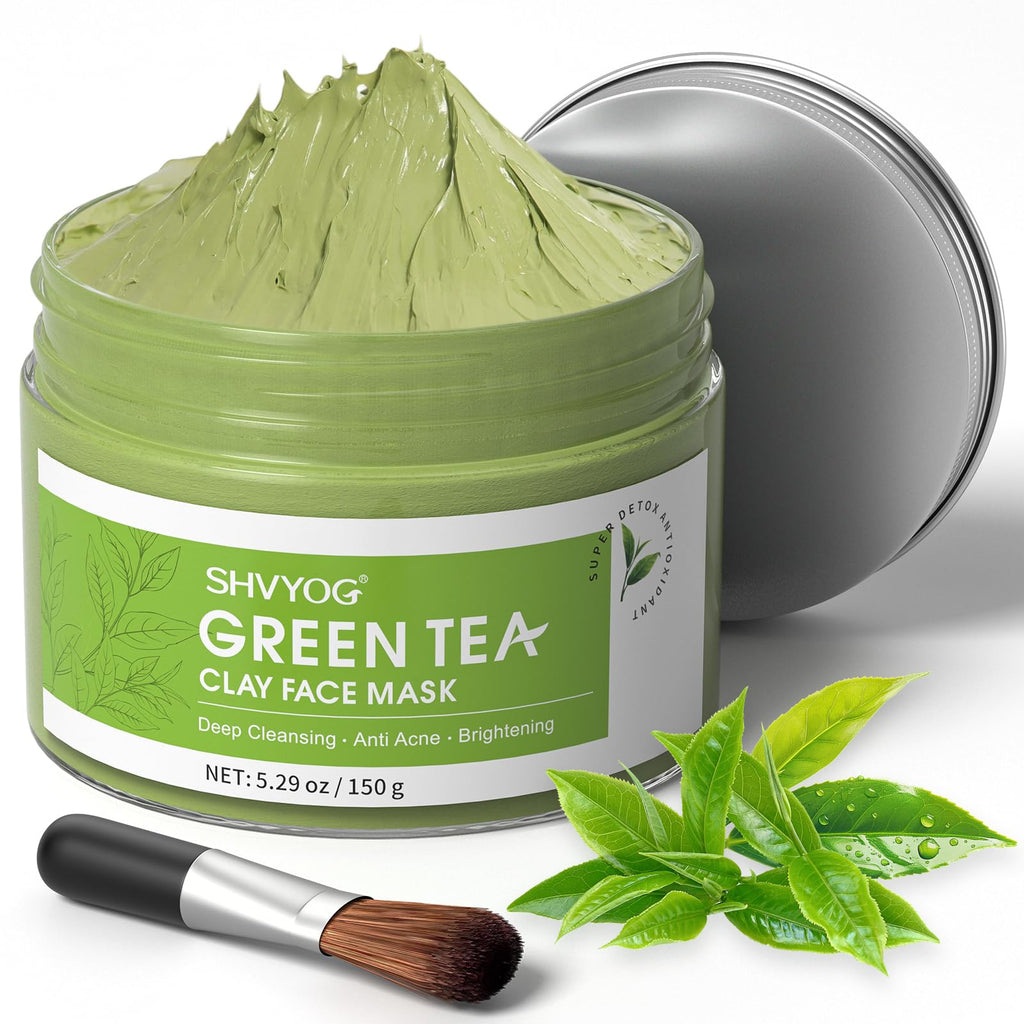 SHVYOG Green Tea Face Mask | Antioxidant Green Tea Clay Mask with Volcanic Mud