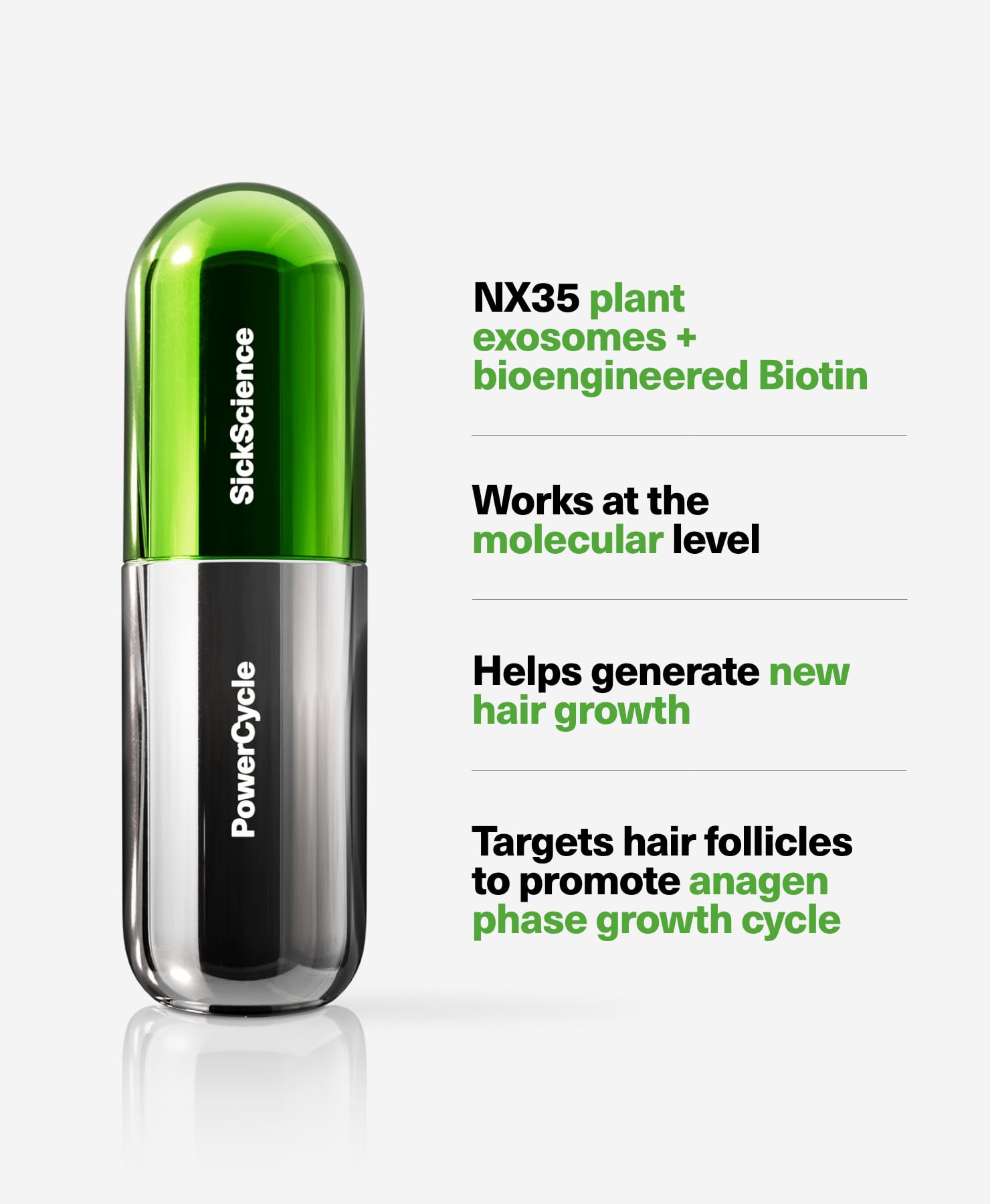 SickScience PowerCycle Exosome Hair Growth Serum – Lightweight, Fragrance-Free, Silicone-Free 60mL
