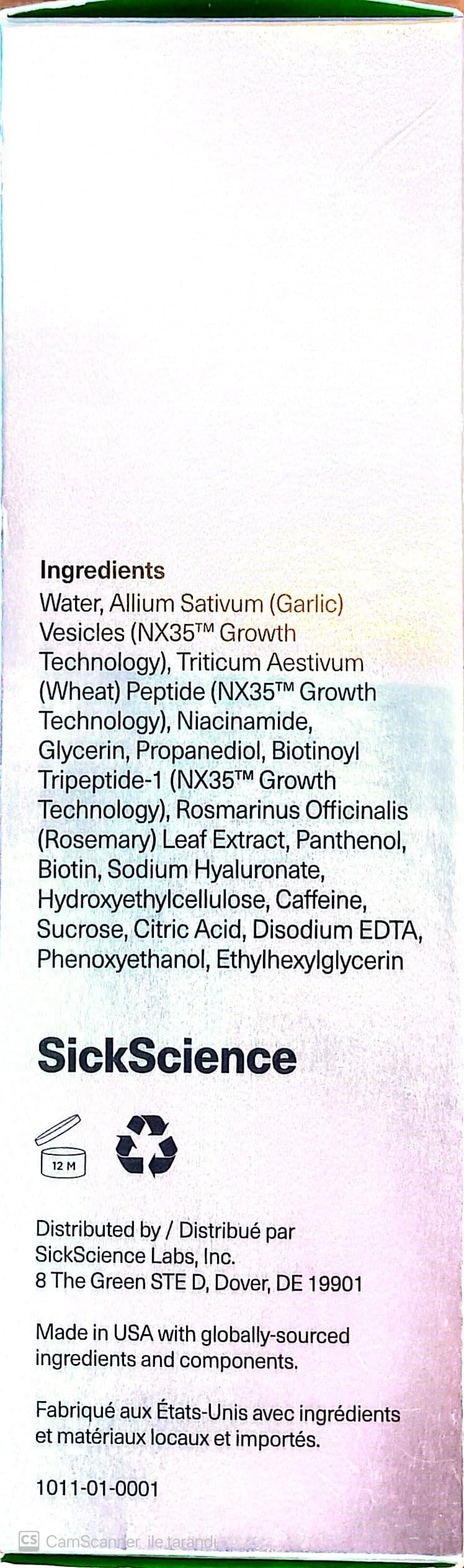 SickScience PowerCycle Exosome Hair Growth Serum – Lightweight, Fragrance-Free, Silicone-Free 60mL