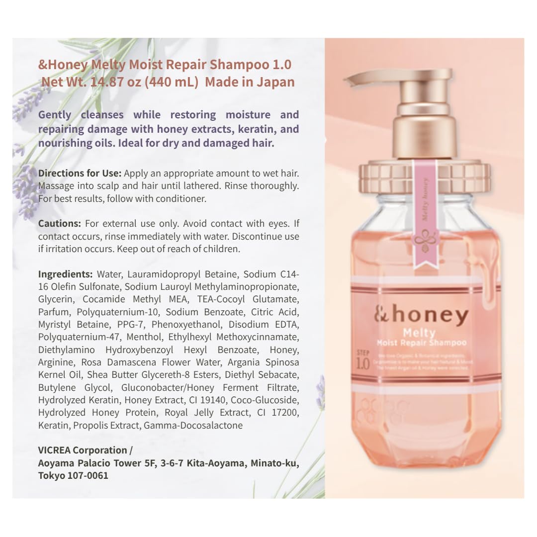 Sidefield &Honey Deep Moist Shampoo & Conditioner Set – Ultra-Hydrating Honey & Botanical Formula for Silky, Smooth Hair
