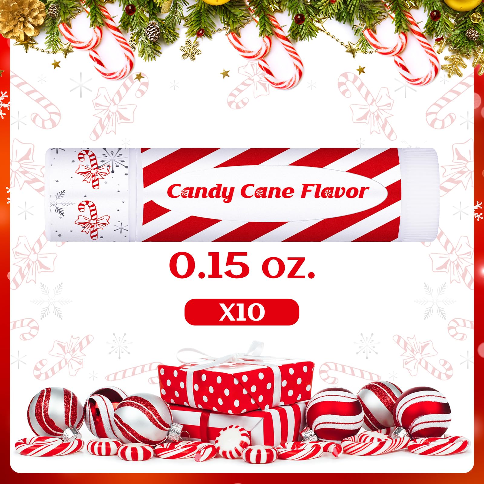 Siifert 10 Pack Christmas Lip Balms – Peppermint Candy Scent Bulk Gift Set