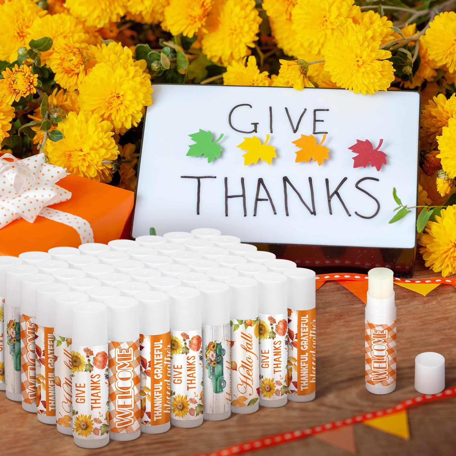 Siifert 50 Pcs Lip Balms Bulk Favors – Honey Flavor for Thanksgiving & Christmas