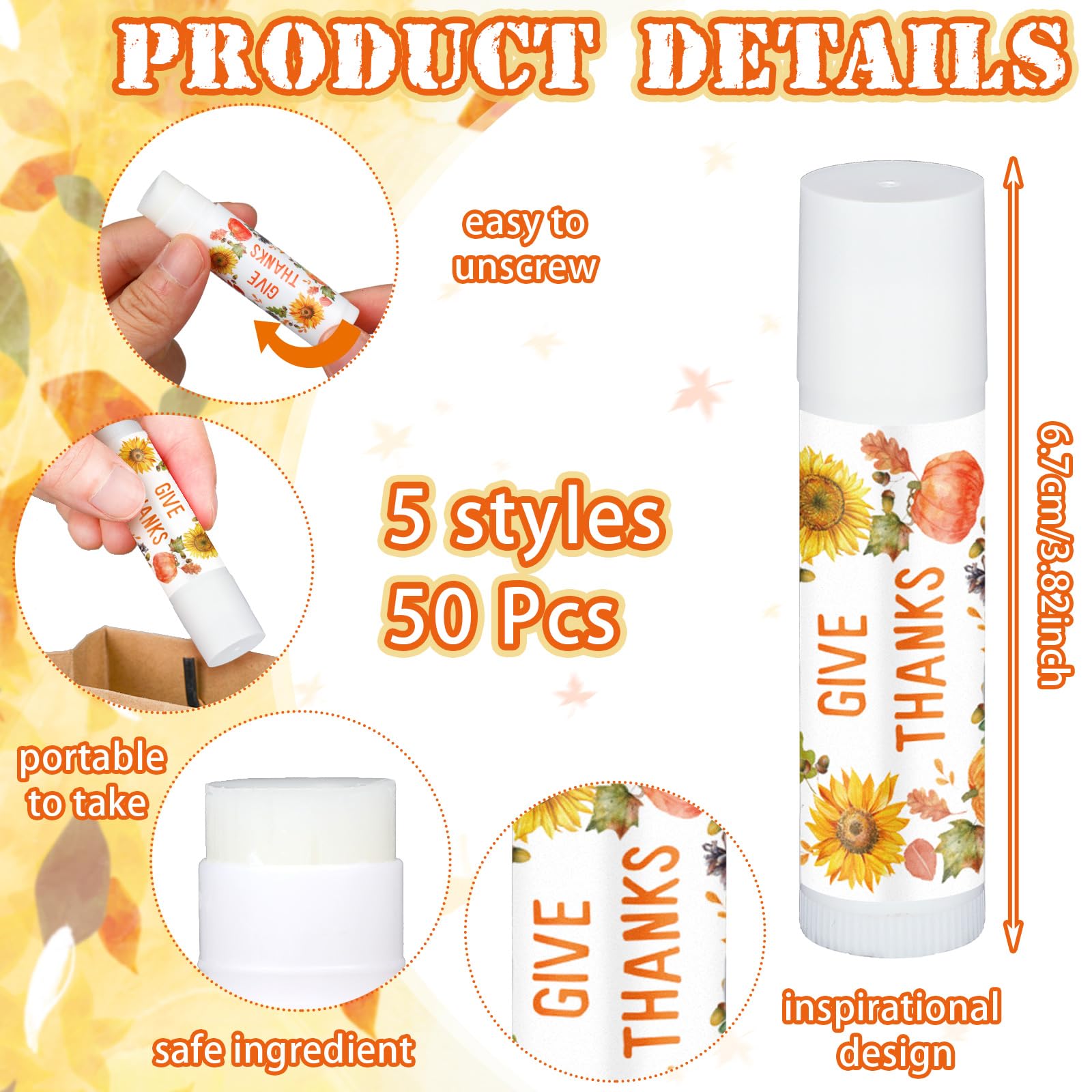 Siifert 50 Pcs Lip Balms Bulk Favors – Honey Flavor for Thanksgiving & Christmas