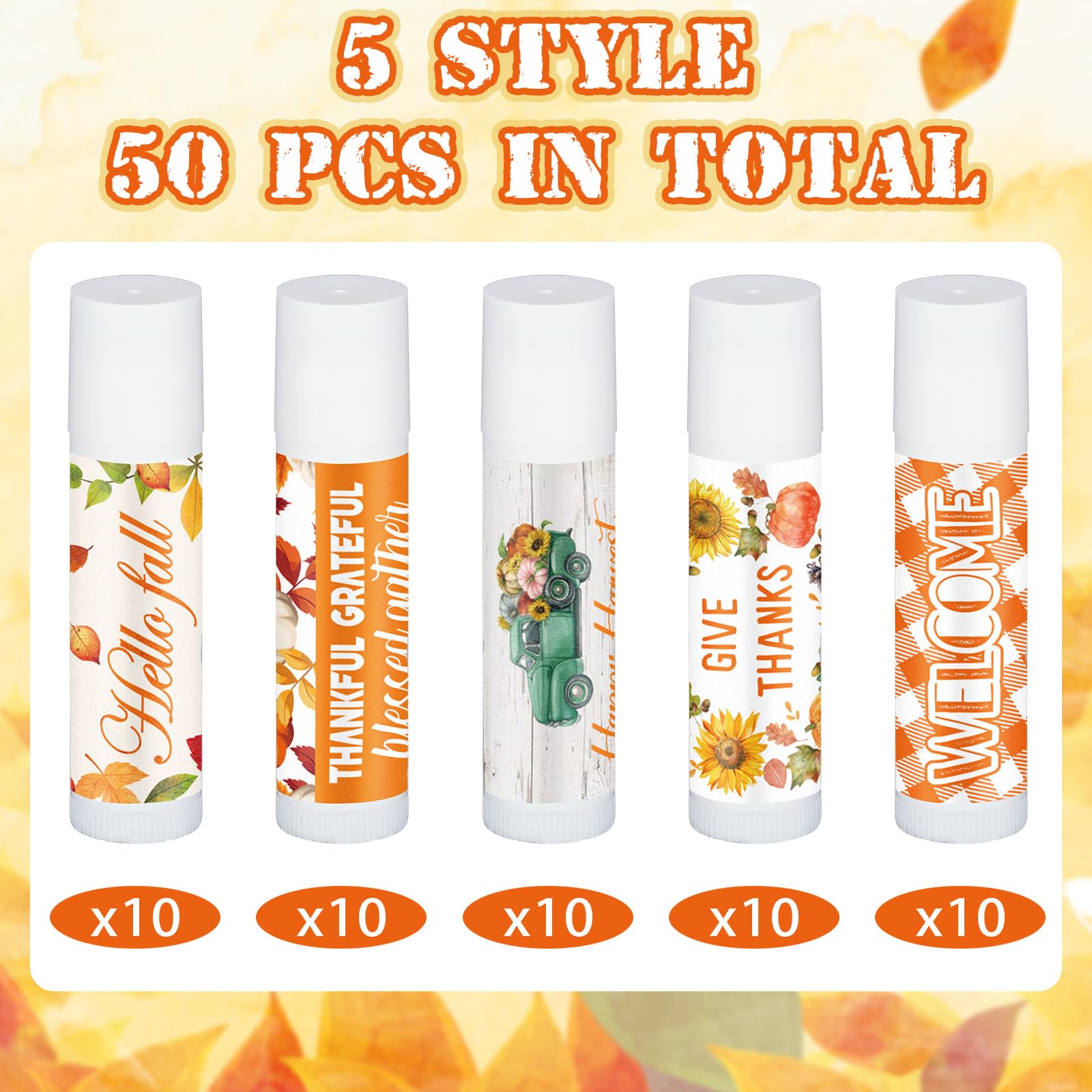 Siifert 50 Pcs Lip Balms Bulk Favors – Honey Flavor for Thanksgiving & Christmas