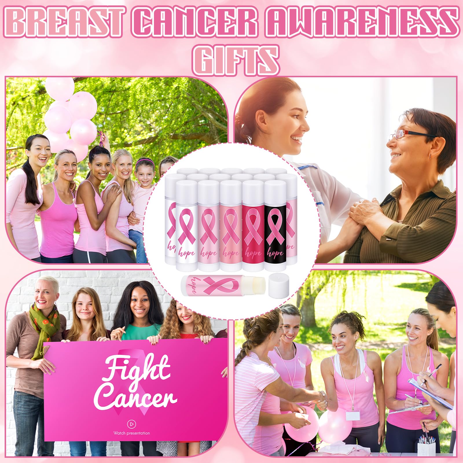 Siifert 200-Pack Breast Cancer Awareness Lip Balms – Pink Ribbon Bulk Gifts & Party Favors