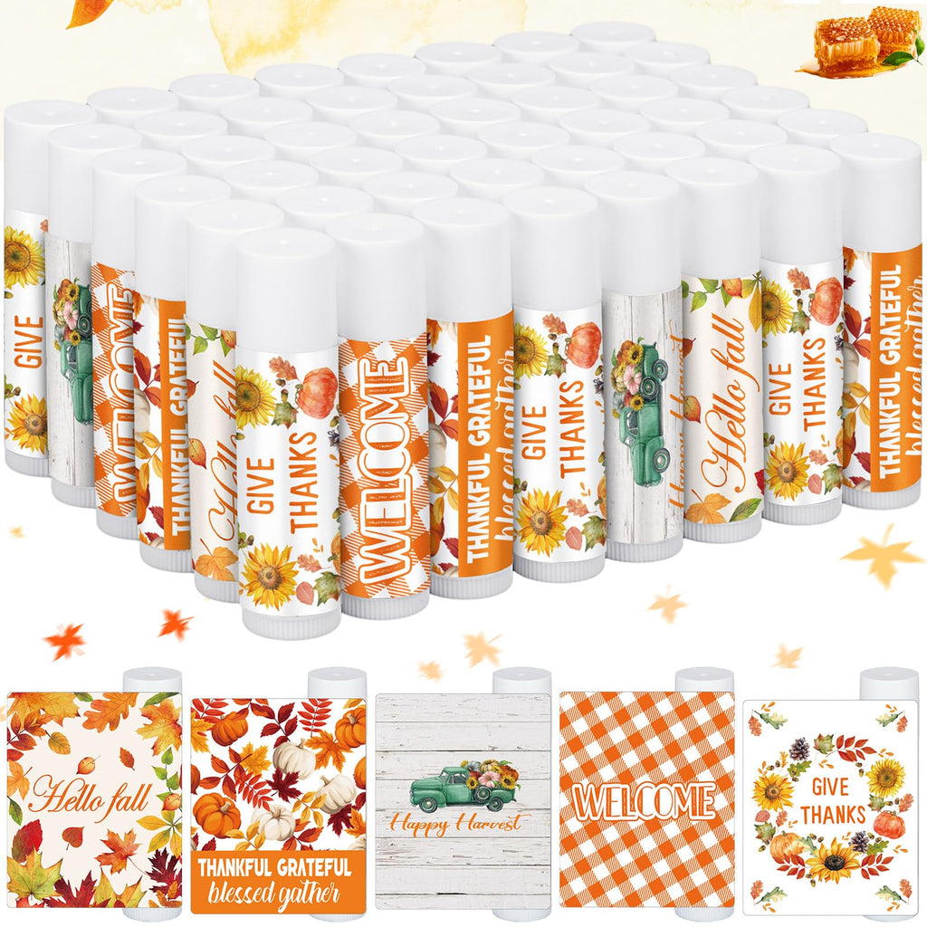 Siifert 50 Pcs Lip Balms Bulk Favors – Honey Flavor for Thanksgiving & Christmas