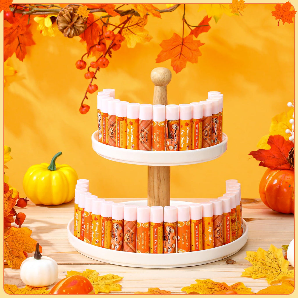 Siifert 50 Pcs Pumpkin Pie Scented Lip Balms Bulk – Fall Party Favors