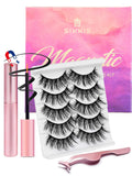 Sikkis Magnetic Eyelashes with Eyeliner – Mink Look Kit (5 Pairs), No Glue Needed
