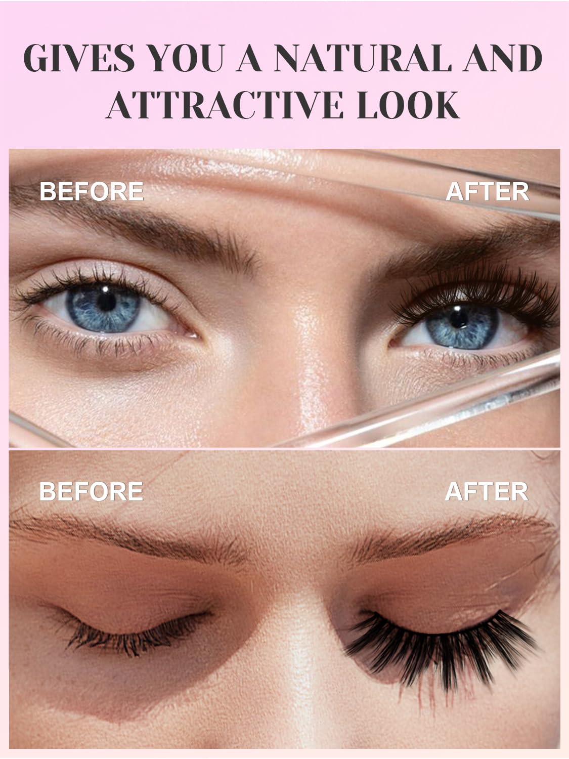 Sikkis Magnetic Eyelashes with Eyeliner – Mink Look Kit (5 Pairs), No Glue Needed