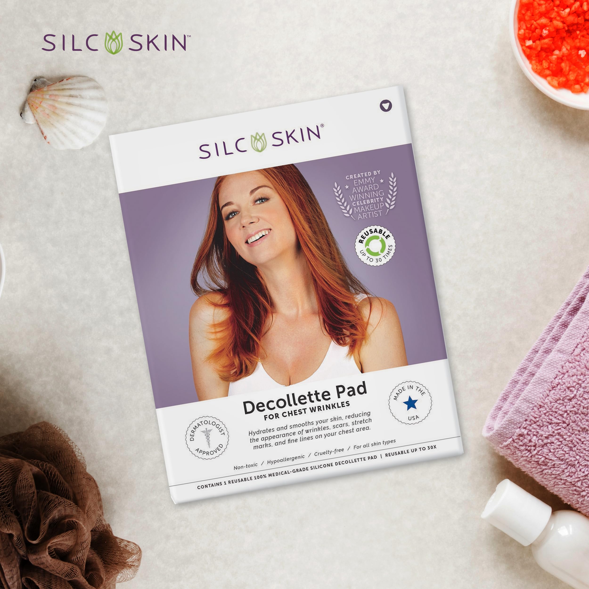 Silc Skin Decollette Pad – Reusable Chest Patch for Sleep Lines & Sun Damage | 60 Day Supply