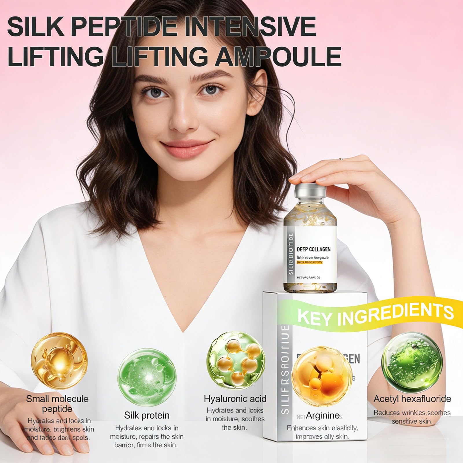 2PCS Deep Collagen Serum with Silk Peptides – Intensive Moisturizing & Firming Facial Serum, 50ml