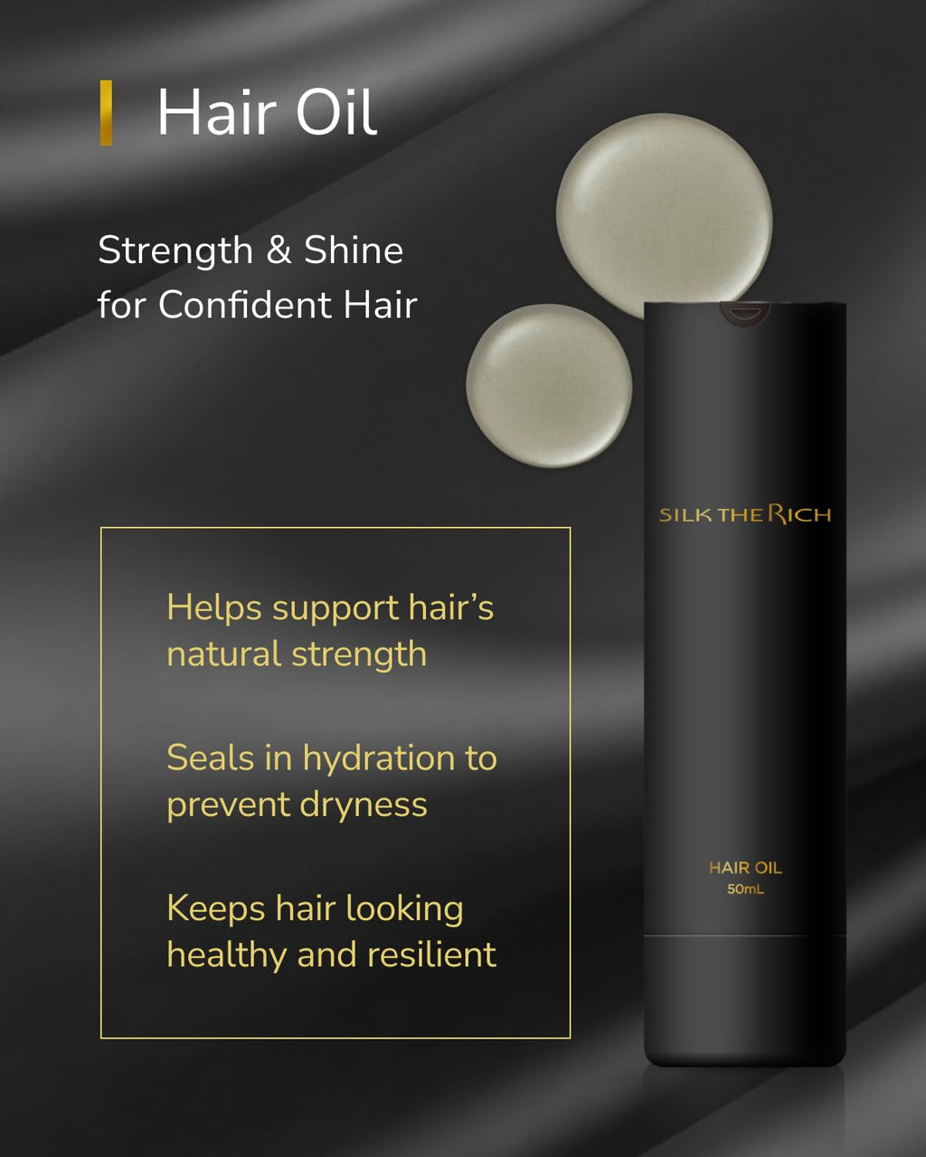SILK THE RICH Hair Oil – Heat Protectant, Split End Repair, Smoothing (50ml)
