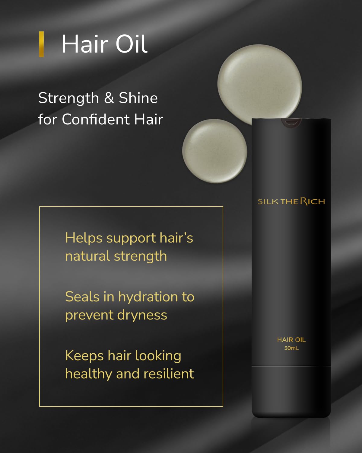 SILK THE RICH Hair Oil – Heat Protectant, Split End Repair, Smoothing (50ml)