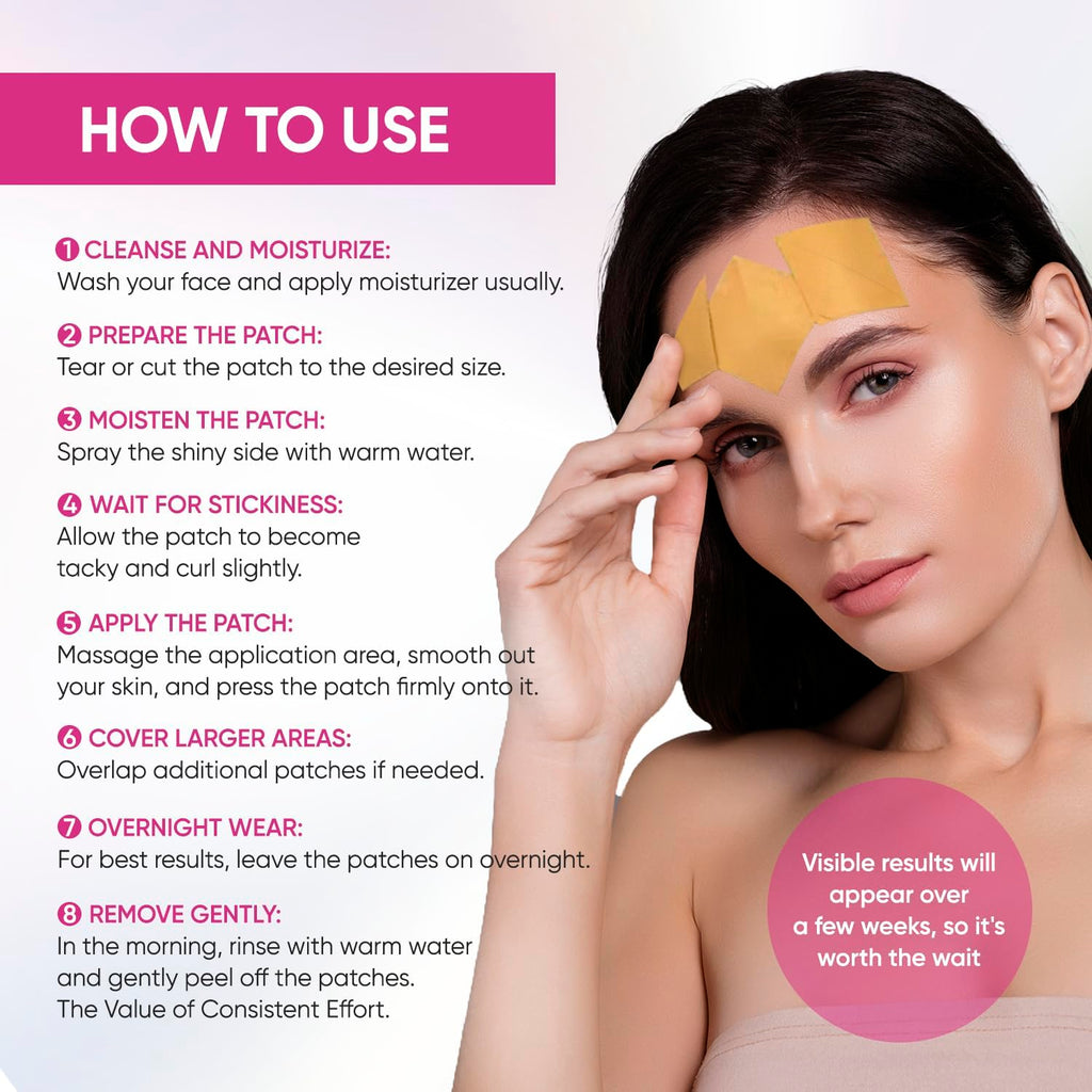 SILKDERMIS Facial Wrinkle Patches – Overnight Forehead Wrinkle Treatment, 144 Patches (Red)