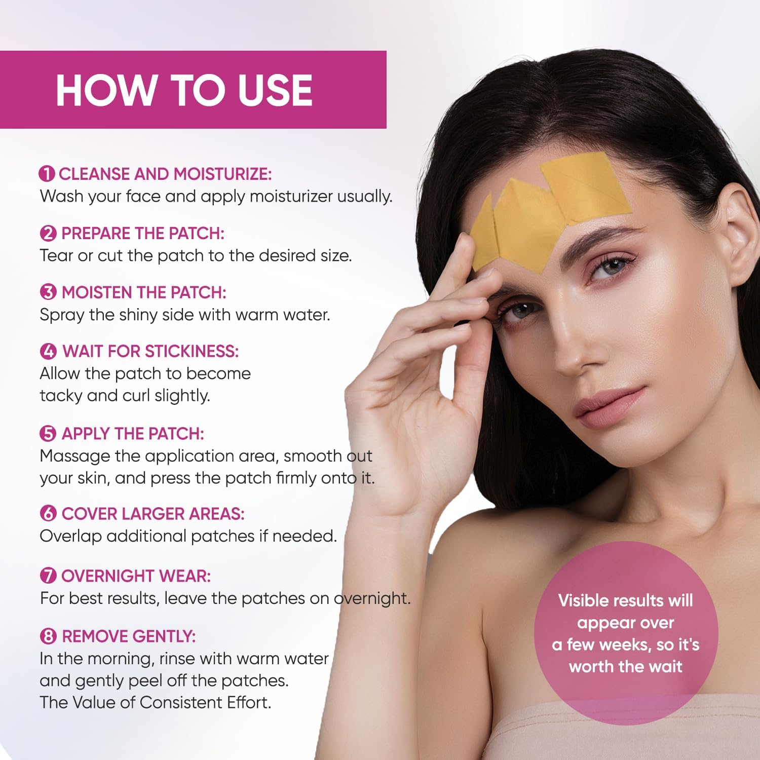 SILKDERMIS Facial Wrinkle Patches – Overnight Forehead Wrinkle Treatment, 144 Patches (Red)