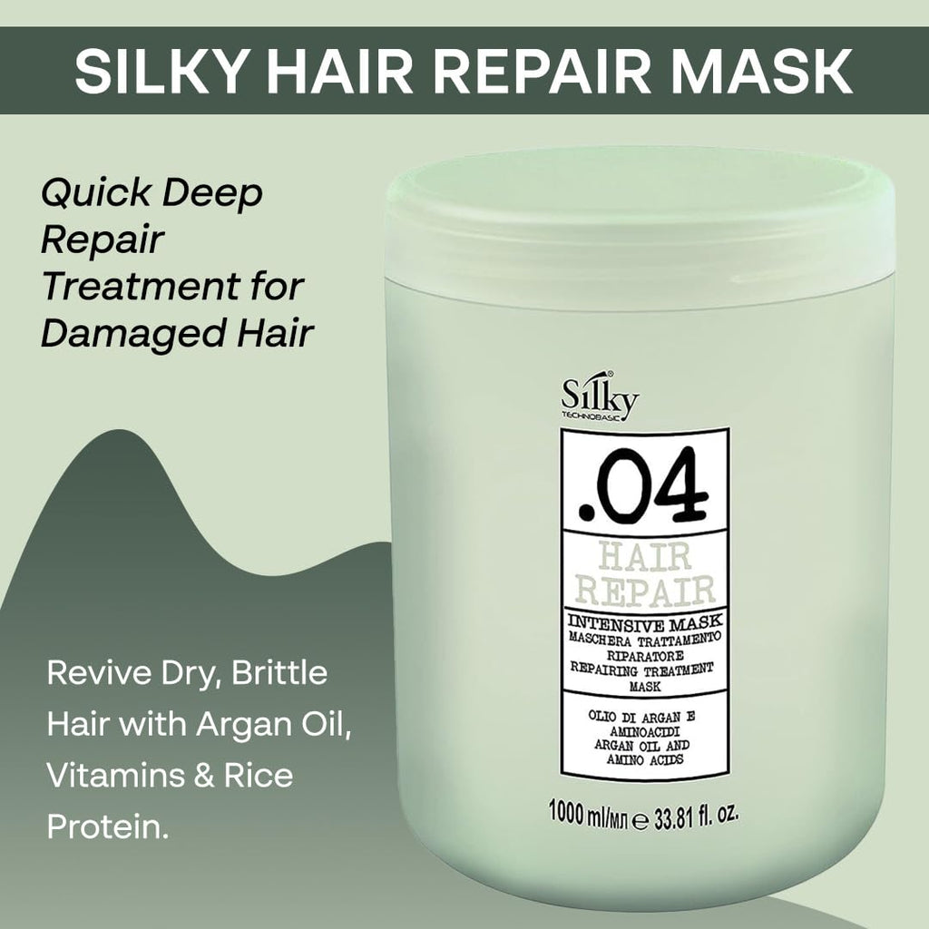 SILKY Technobasic .04 Intensive Hair Repair Mask — Deep Conditioning with Argan Oil, Amino Acids & Rice Protein | 33.8oz