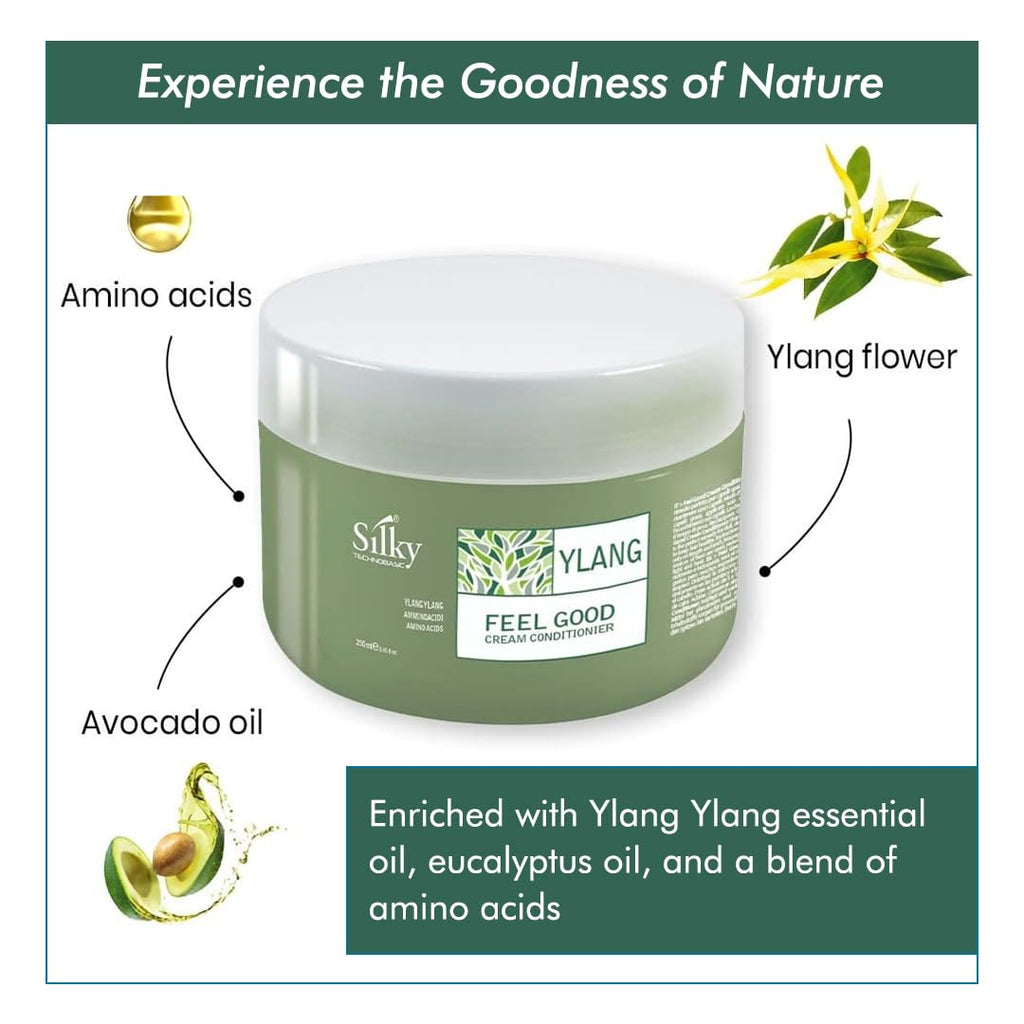 SILKY Technobasic Ylang Rinse Out Cream Conditioner – Deep Hydration for Dry Hair (250ml)