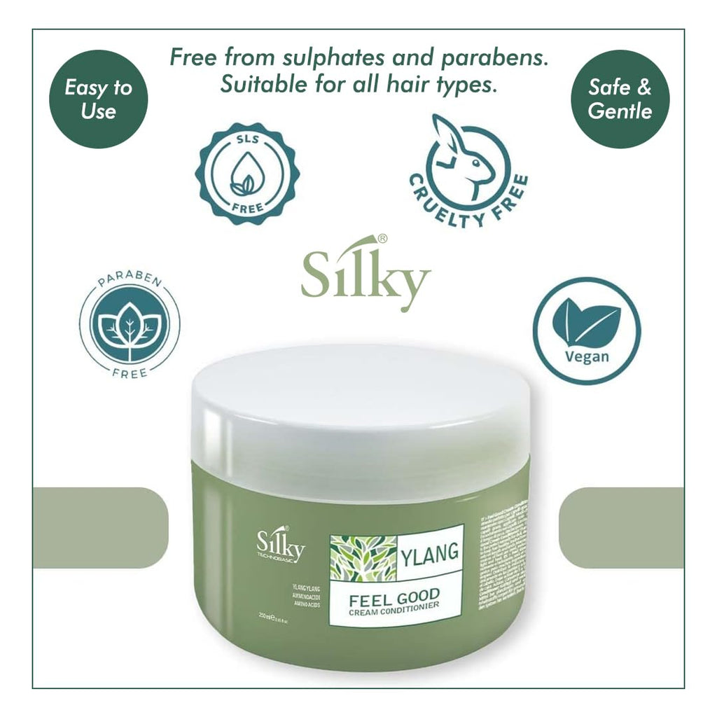 SILKY Technobasic Ylang Rinse Out Cream Conditioner – Deep Hydration for Dry Hair (250ml)