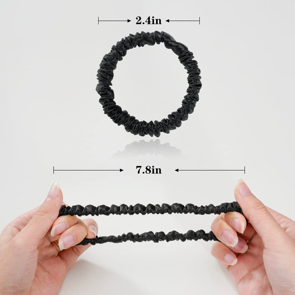 Silmer Silk Scrunchies – 100% Mulberry Silk, 22 Momme, 5-Pack (Black) | Hair Ties