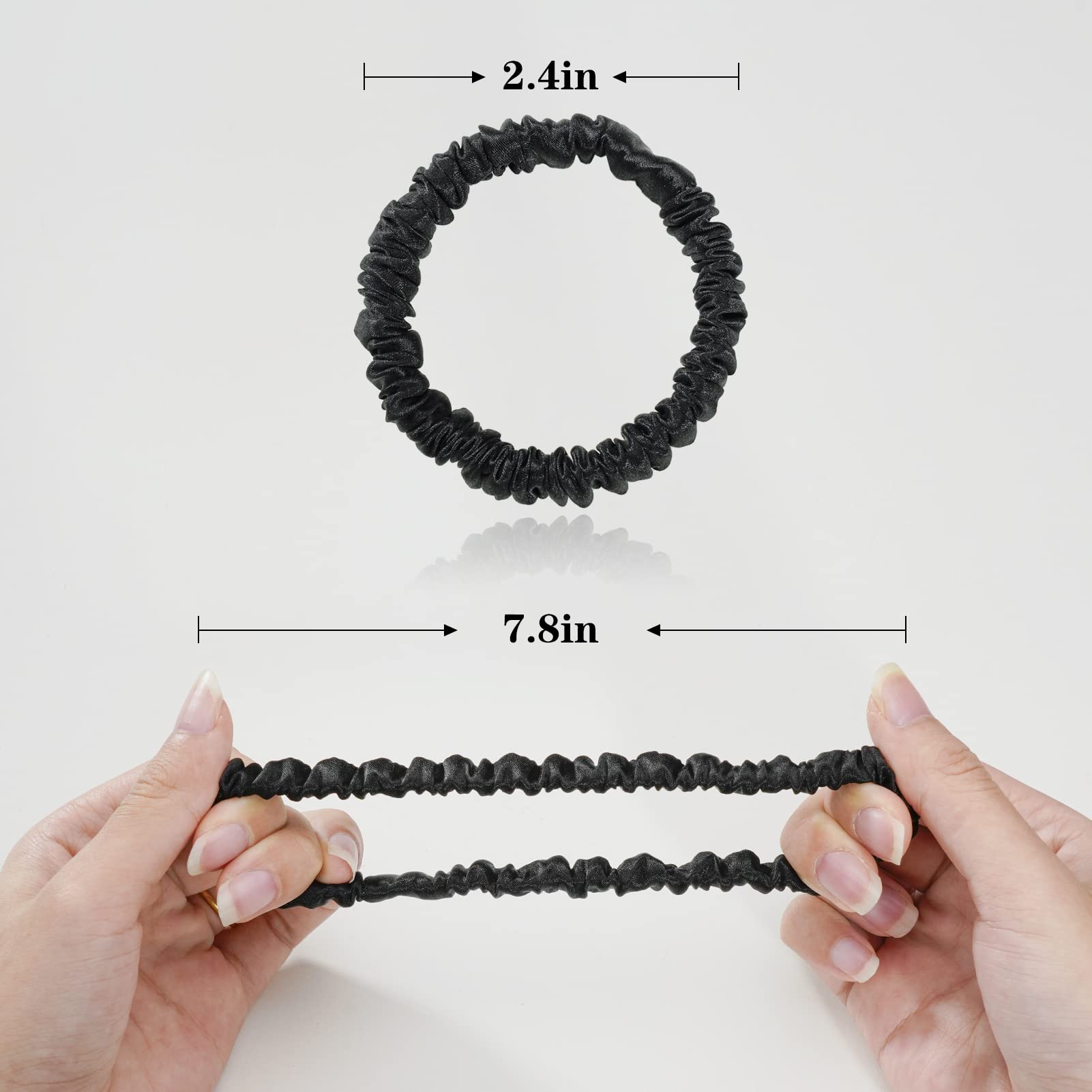 Silmer Silk Scrunchies – 100% Mulberry Silk, 22 Momme, 5-Pack (Black) | Hair Ties