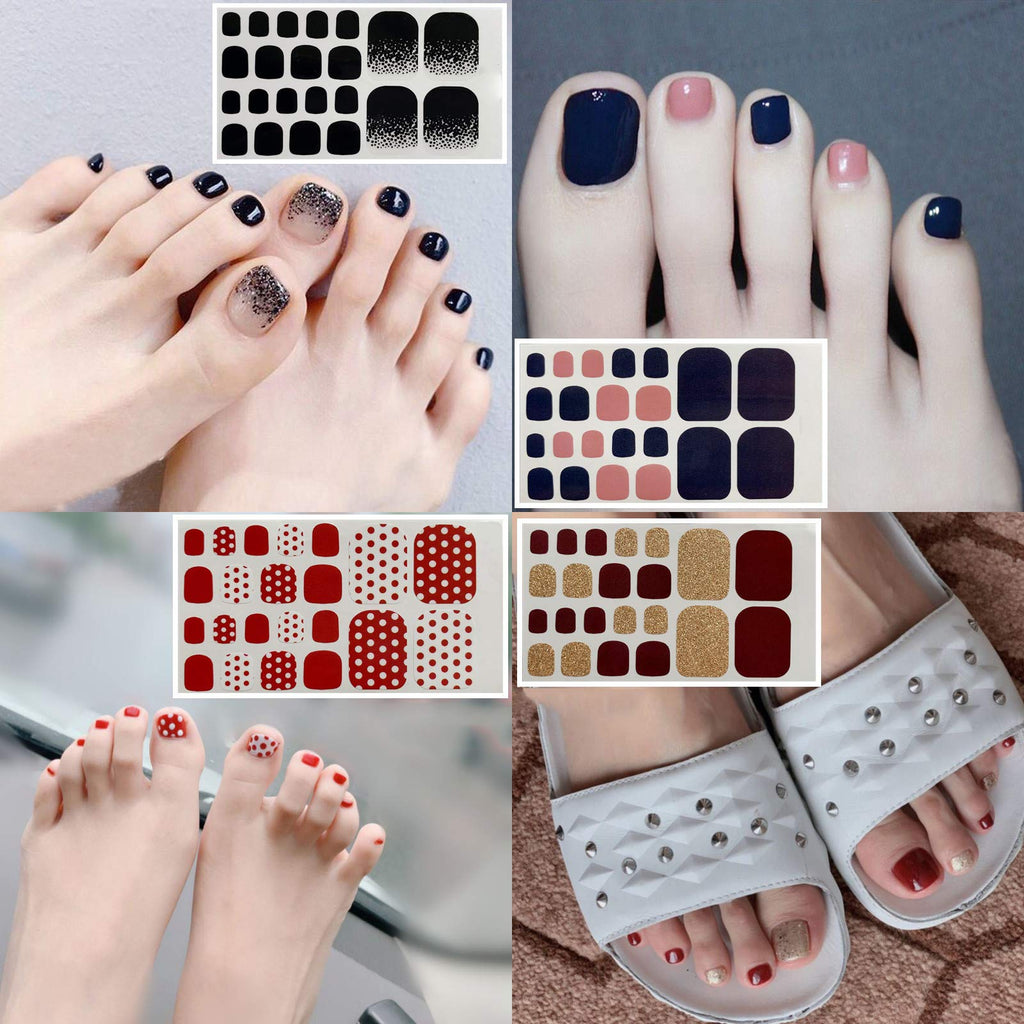 SILPECWEE 20 Sheets Adhesive Toe Nail Polish Stickers – Full Wraps, Solid Color, Includes Nail File