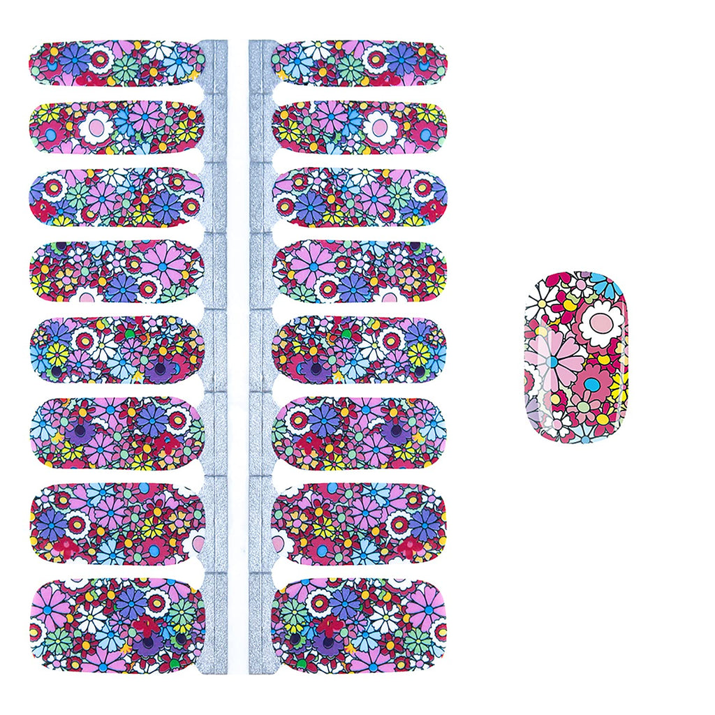 SILPECWEE 5 Sheets Flower Nail Strips – Self-Adhesive Full Nail Wraps with File