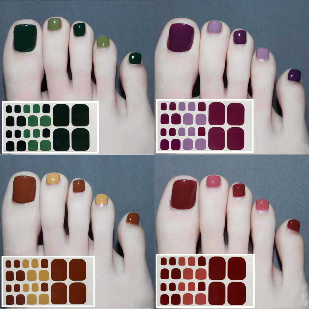 SILPECWEE 20 Sheets Adhesive Toe Nail Polish Stickers – Full Wraps, Solid Color, Includes Nail File