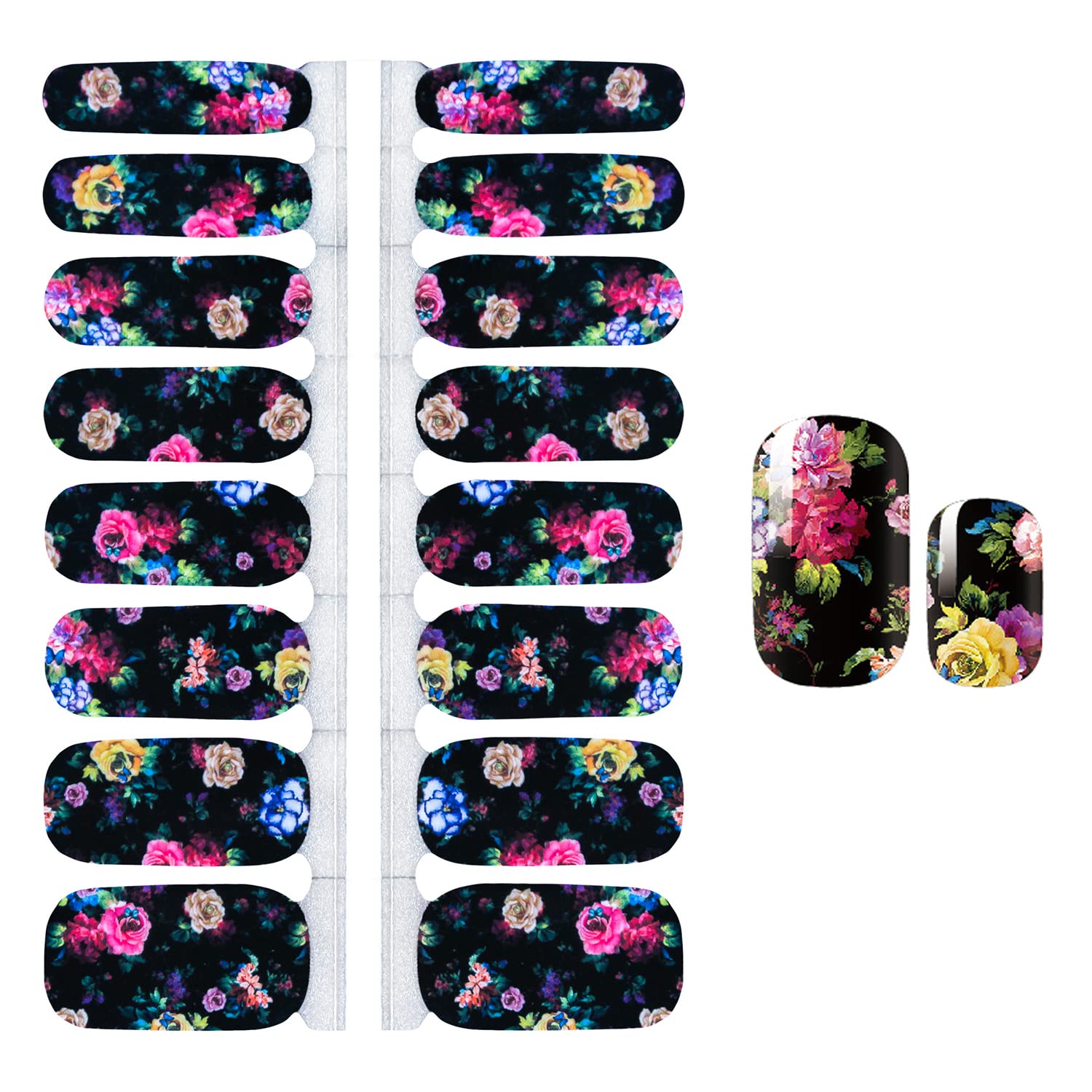 SILPECWEE 5 Sheets Flower Nail Strips – Self-Adhesive Full Nail Wraps with File