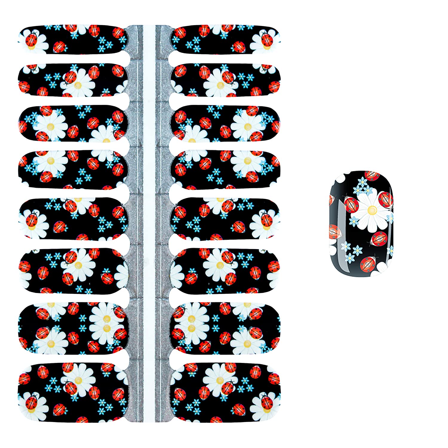 SILPECWEE 5 Sheets Flower Nail Strips – Self-Adhesive Full Nail Wraps with File
