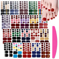 SILPECWEE 20 Sheets Adhesive Toe Nail Polish Stickers – Full Wraps, Solid Color, Includes Nail File