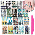 SILPECWEE Toe Nail Stickers – Marble Design Nail Wraps, 20 Sheets + File