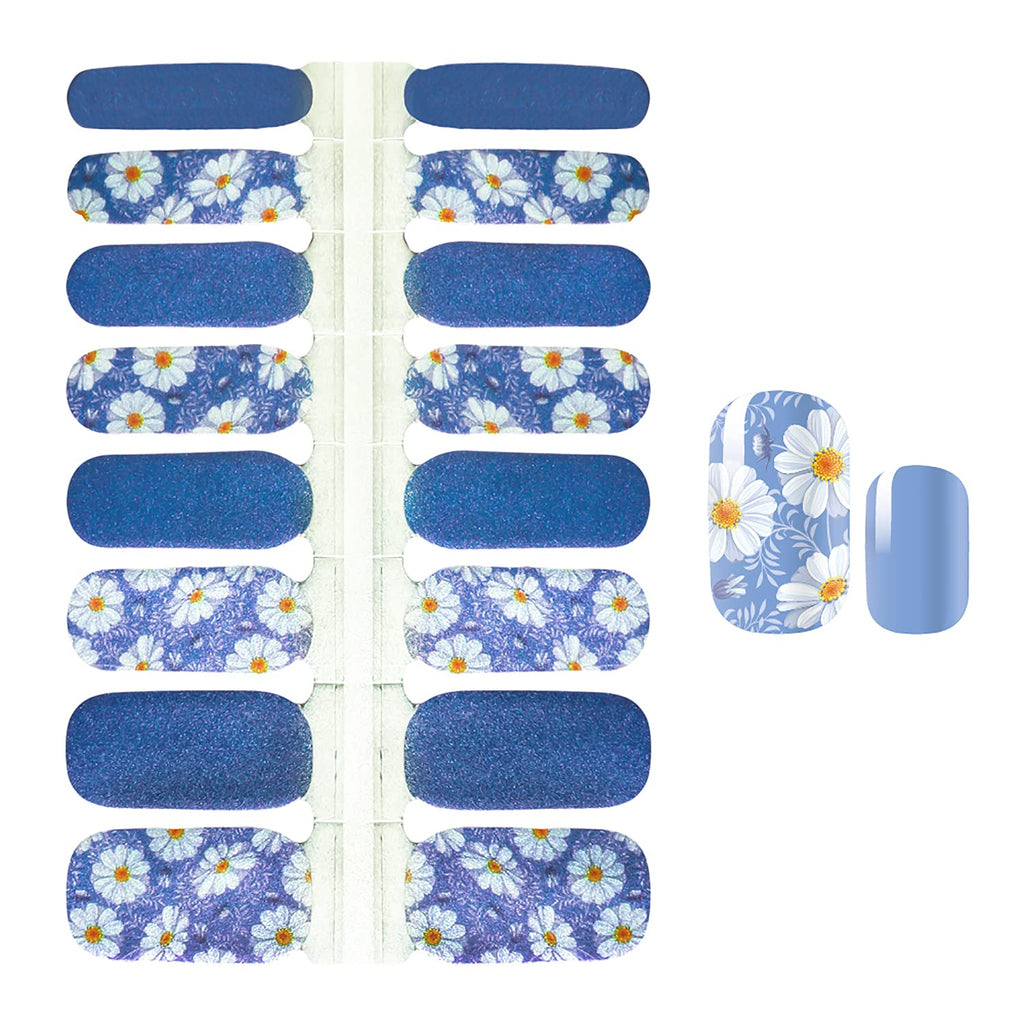 SILPECWEE 5 Sheets Flower Nail Strips – Self-Adhesive Full Nail Wraps with File