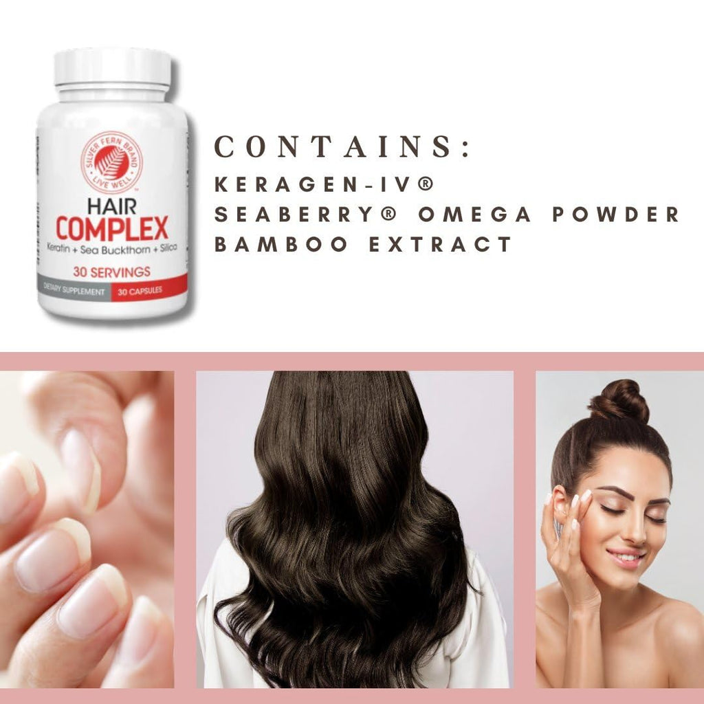 Silver Fern Hair Complex Hair Supplement – 30-Day Supply per Bottle (1 Capsule Daily)