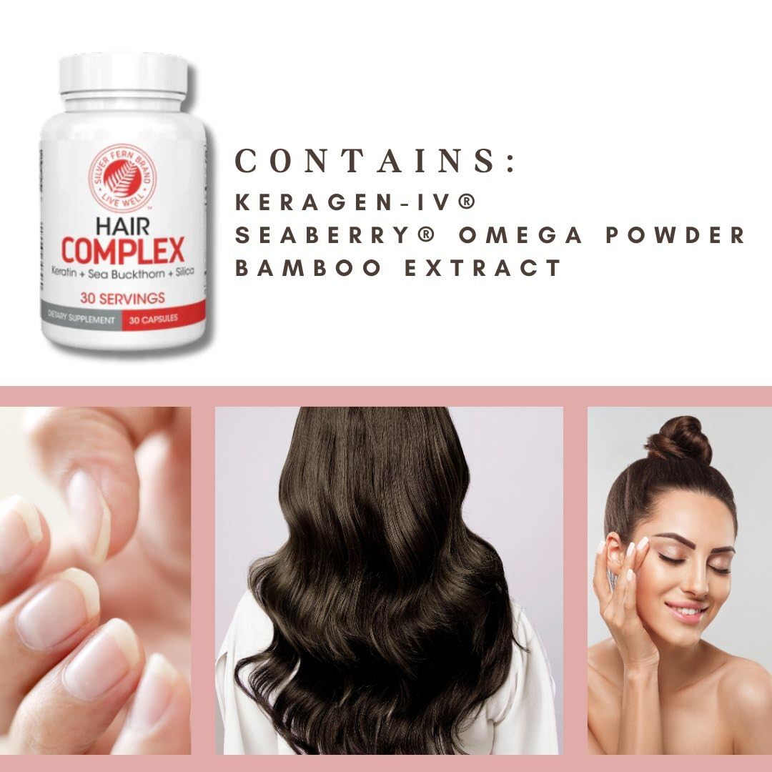 Silver Fern Hair Complex Hair Supplement – 30-Day Supply per Bottle (1 Capsule Daily)