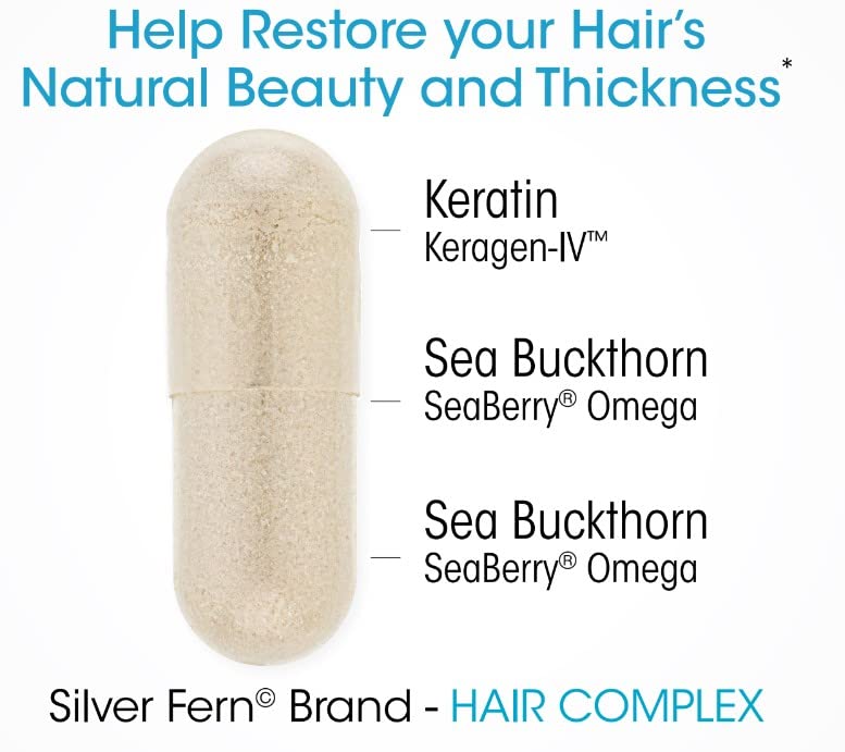 Silver Fern Hair Complex Hair Supplement – 30-Day Supply per Bottle (1 Capsule Daily)
