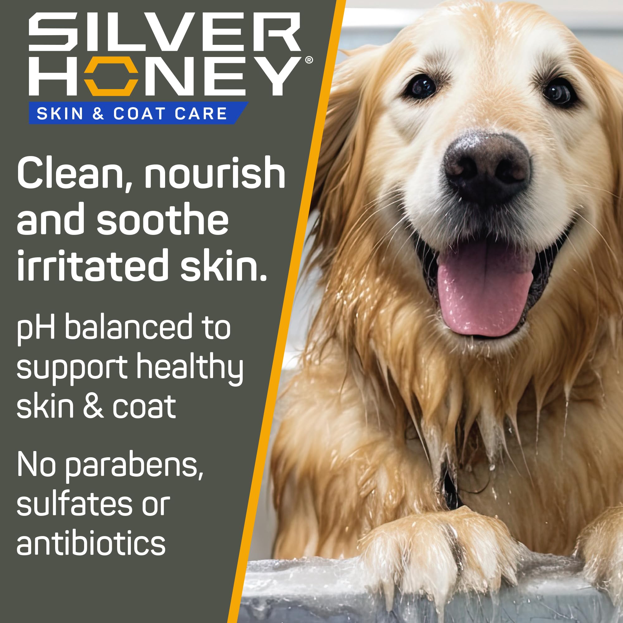 Silver Honey Nourish & Soothe Shampoo for Dogs & Cats — 16 oz | Manuka Honey, MicroSilver BG & Odor Neutralizer