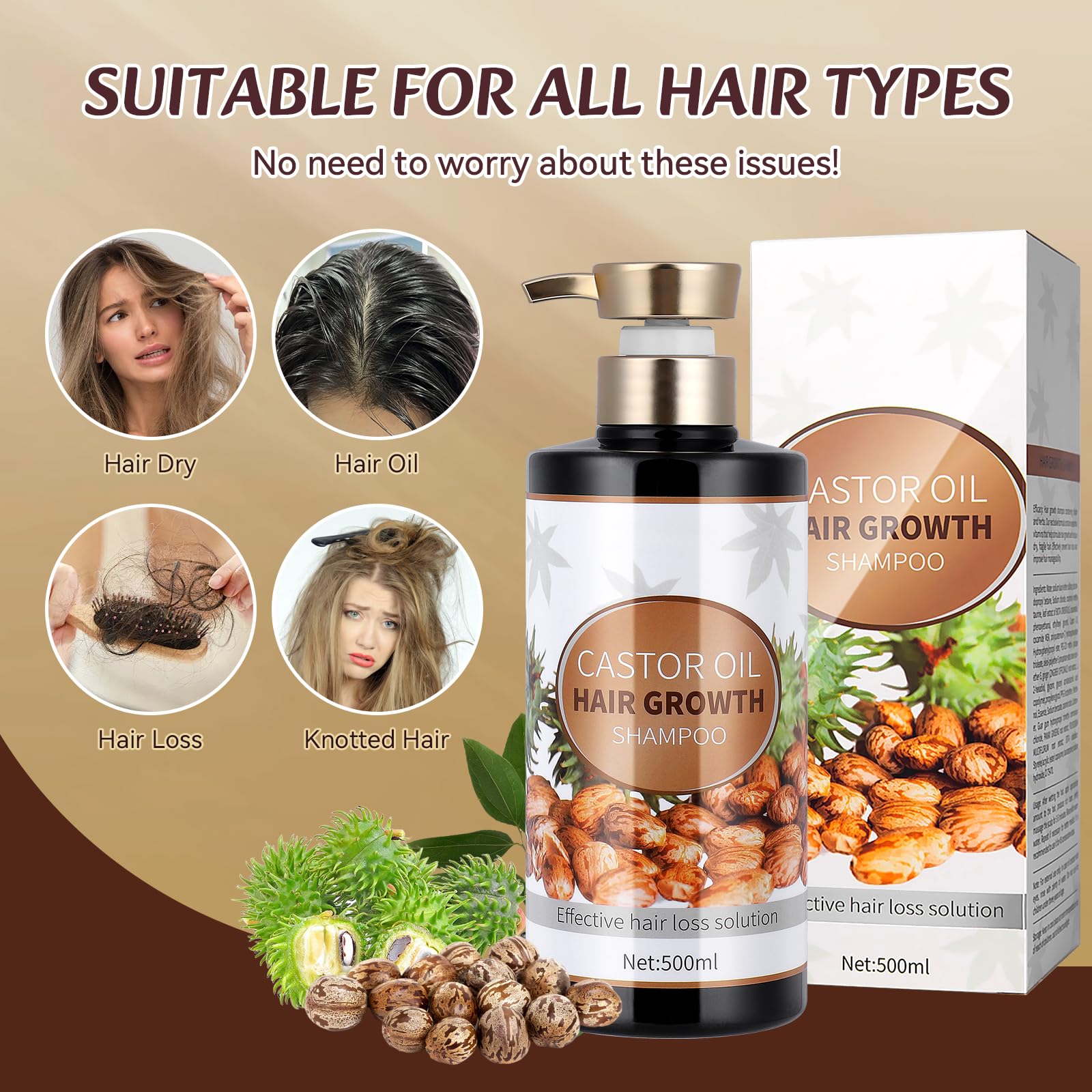 Silvercell Castor Oil Shampoo for Hair Growth – Strengthen Roots & Nourish Dry Hair (16.91 fl oz)