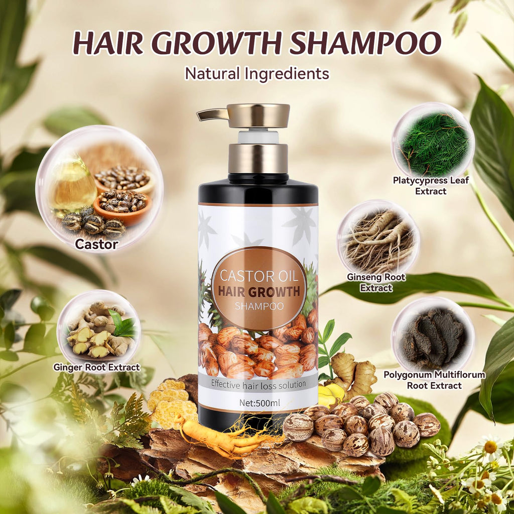 Silvercell Castor Oil Shampoo for Hair Growth – Strengthen Roots & Nourish Dry Hair (16.91 fl oz)