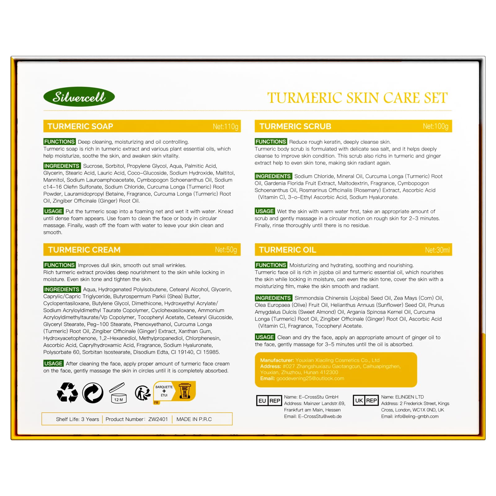 Silvercell Turmeric Skin Care Set – Complete Facial Kit for Hydration & Glow
