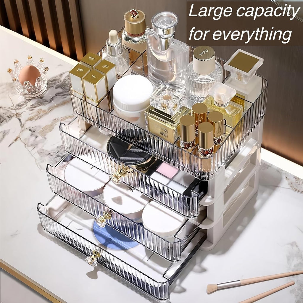 Simbuy Clear Makeup Organizer with 3 Drawers | Desk & Vanity Storage