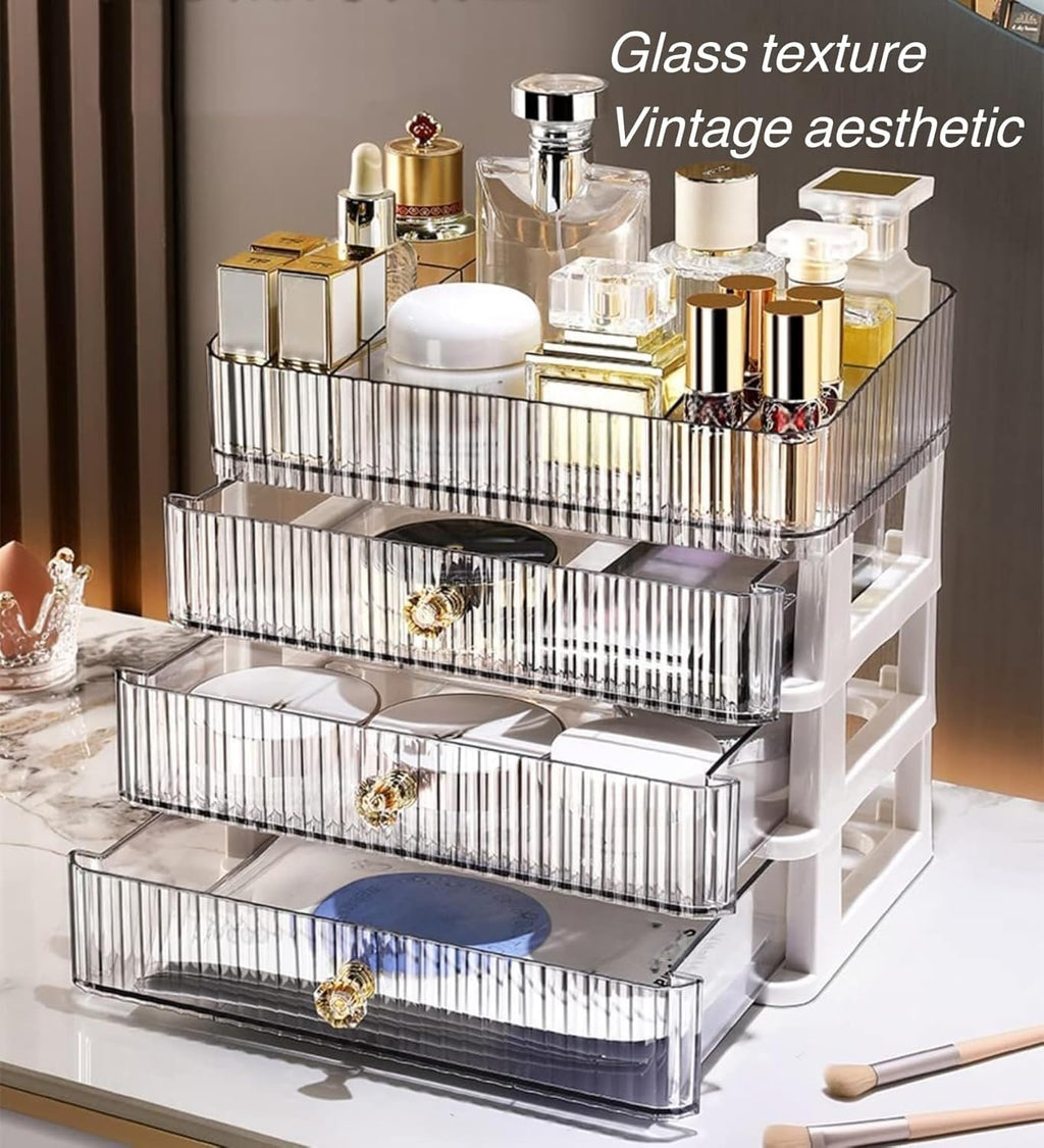 Simbuy Clear Makeup Organizer with 3 Drawers | Desk & Vanity Storage