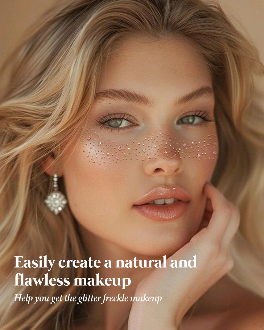 Simpilos Rose Gold Glitter Face Patches – Waterproof Face Tattoos for Festival & Party (8 Counts)