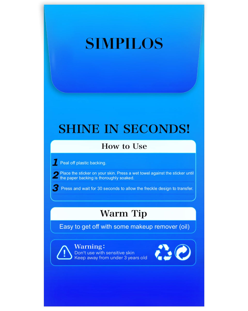 Simpilos Blue Face Glitter Patches - Waterproof, Long-Lasting Body Glitter for Festivals & Parties (8 Sheets)