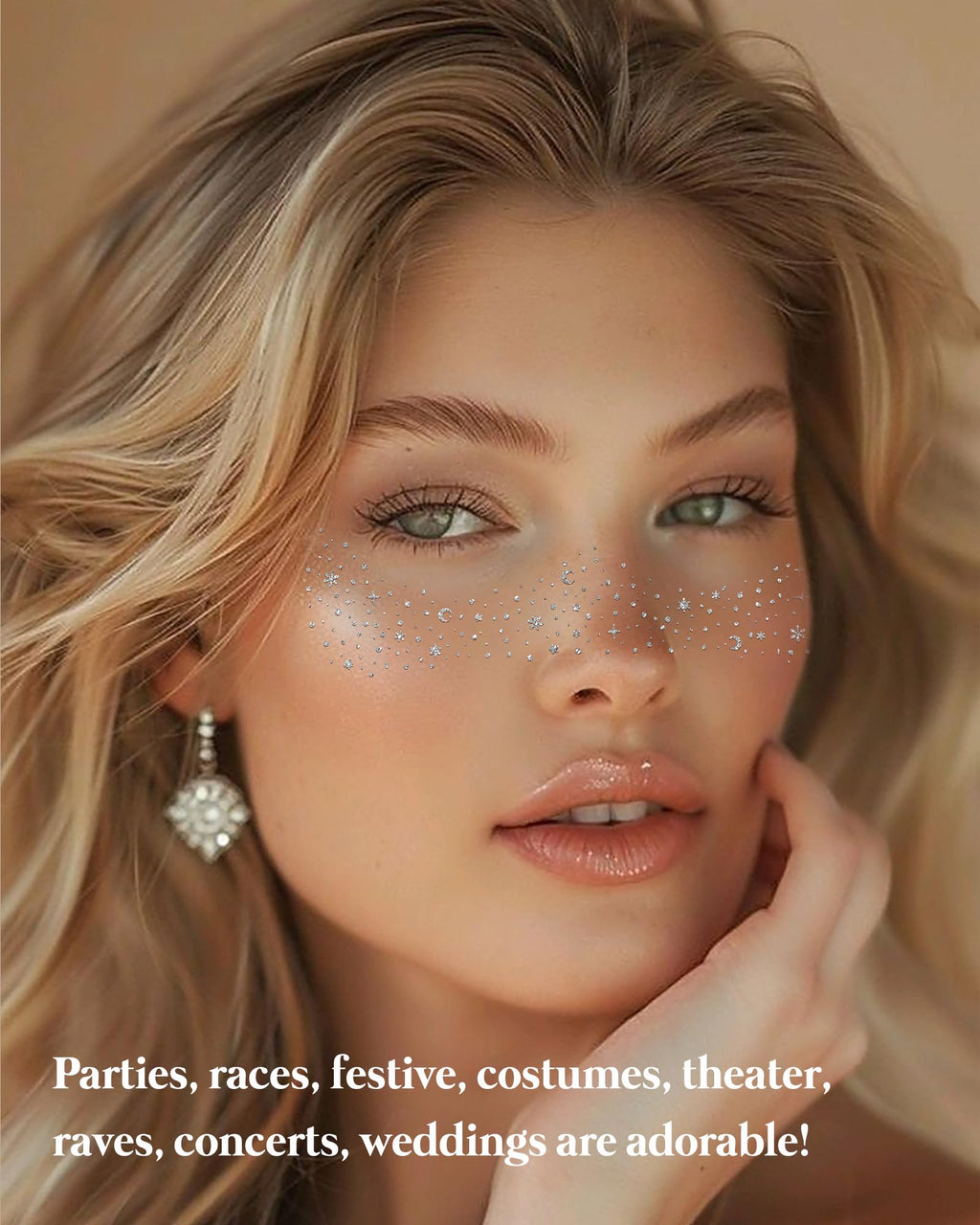 Simpilos Face Glitter Patches – Silver Freckles for Festivals, Concerts & Parties (8 Counts)