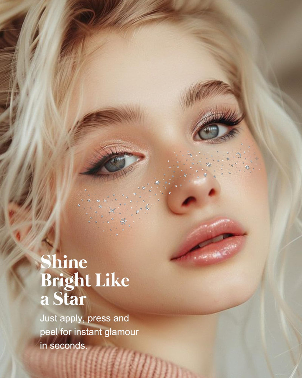 Simpilos Face Glitter Patches – Silver Freckles for Festivals, Concerts & Parties (8 Counts)