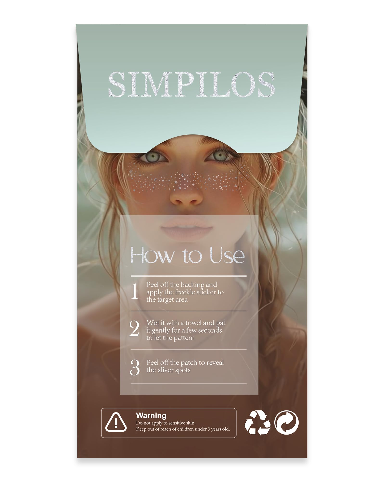 Simpilos Face Glitter Patches – Silver Freckles for Festivals, Concerts & Parties (8 Counts)