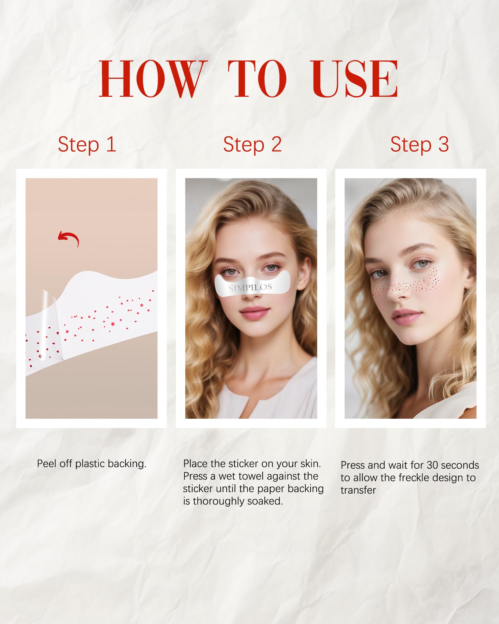 Simpilos Red Glitter Freckles – Waterproof Face Glitter Patches, Long-Lasting Sparkle (8 Sheets)