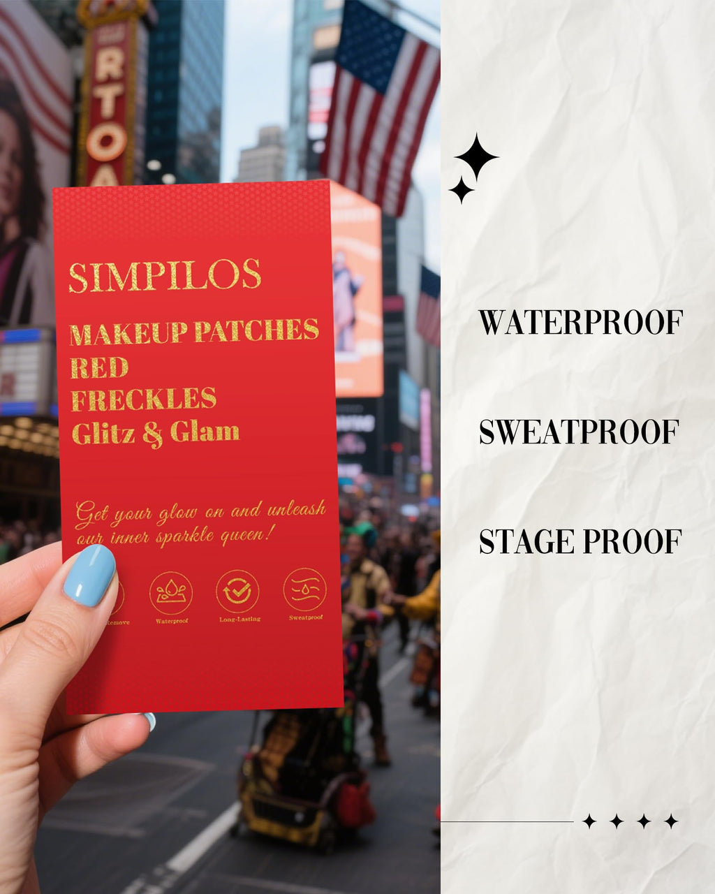 Simpilos Red Glitter Freckles – Waterproof Face Glitter Patches, Long-Lasting Sparkle (8 Sheets)