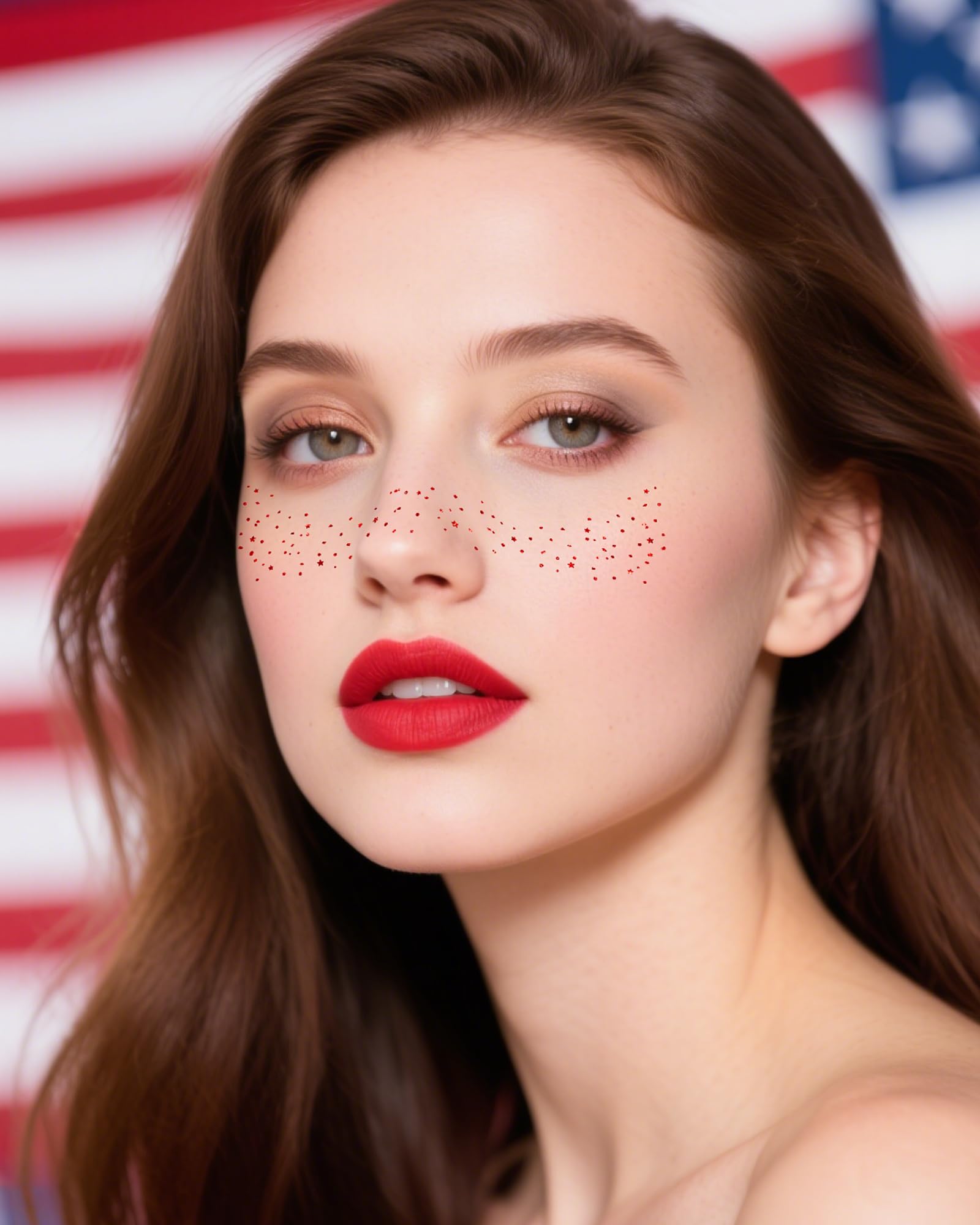 Simpilos Red Glitter Freckles – Waterproof Face Glitter Patches, Long-Lasting Sparkle (8 Sheets)